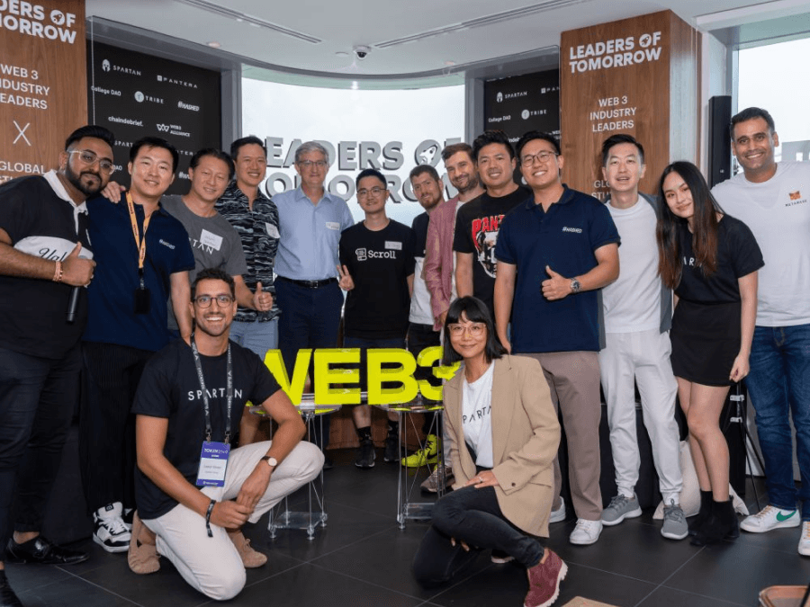 Edward Tan with crypto founders and investors at a private session